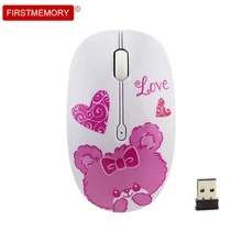 Беспроводная Бесшумная мышь эргономичная компьютерная оптическая маузе маленькая портативная Милая картонная USB мышь для Apple Macbook PC ноутбук розовая девочка