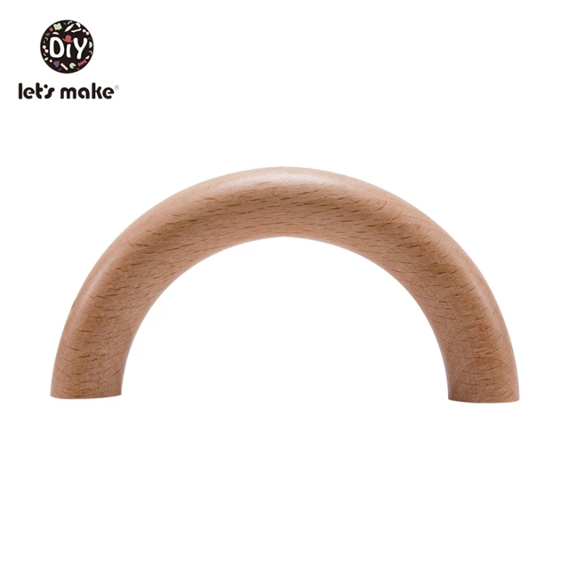 Let's Make 10pcs Baby Teether Wooden Ring Beech Half Ring With Hole 48*96mm Natural Wood Teething DIY Craft Accessories BPA Free 10pcs