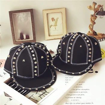 

Baby Boys Girls Children Hip Hop Caps Hats Cute Toddler Sun Hat Child Adjustable Sun Protection Rivet Design Casual Headwear