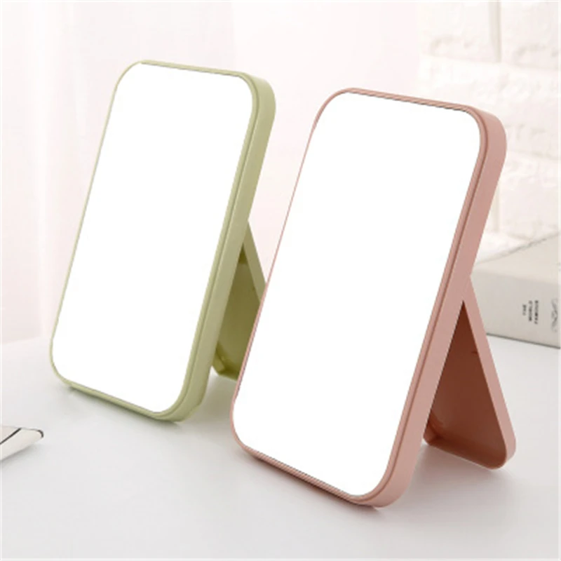 HD Creative Makeup Tool Mirror Simple Compact Portable Desktop Dormitory Home Travel Mirror Portable Fold Square Single Mirror