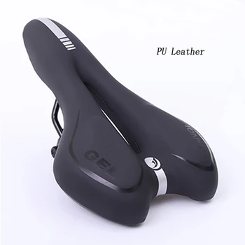 

JANQI PU Leather Saddle Shock Absorbing Hollow Bicycle Saddle Comfortable Cycling Seat MTB Cushion MTB Mountain Bike Accessories