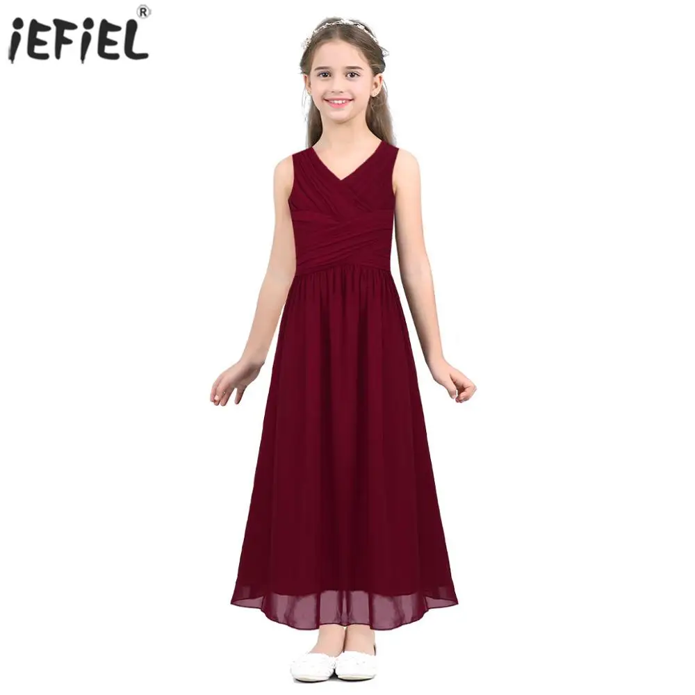 

Свадебные вечерние платья подружки невесты с цветочным узором для девочек летняя детская одежда для девочек летнее модное платье принцессы без рукавов с v-образным вырезом для девочек