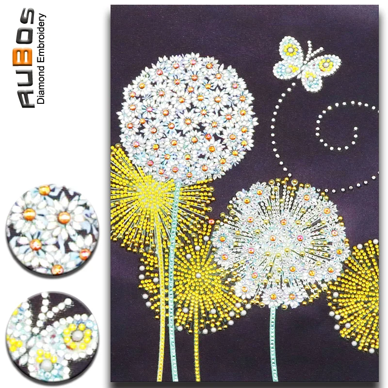 RUBOS DIY 5D Diamond Painting Mosaic Dandelion Plant Butterfly Diamond Embroidery Big Stone Bead Picture Rhinestone Sale Sticker (7)