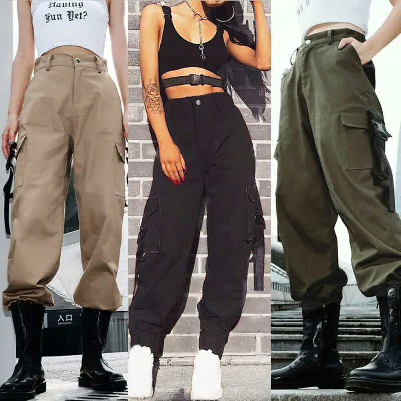 high waisted cargo trousers womens