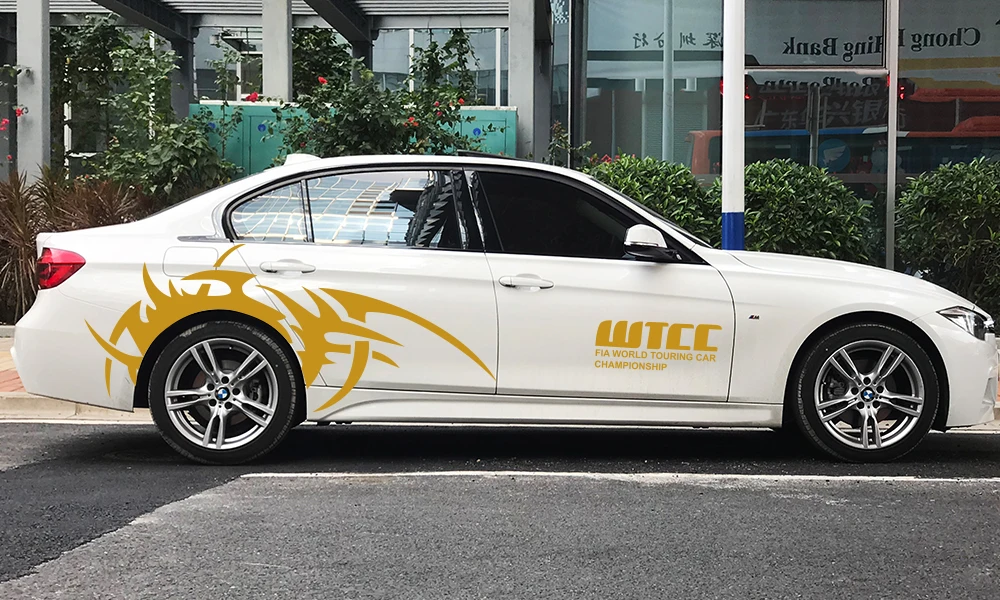 Universal 4Pcs Auto Hinten Reifen Seite PVC Trim Aufkleber Coole Styling WTCC Vinyl Film Aufkleber Dekoration Auto Körper Tuning zubehör – Detail 7