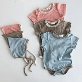 

2020 New Babys Girls Boys Romper With Hat Summer Cotton Baby Jumpsuit 6M-2T QA577