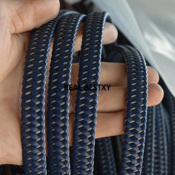 

D061 5m/lot approx 12*5mm Leather Strap Findings Flat genuine Leather Cord String Rope with steel wire cords DIY Bracelet Making