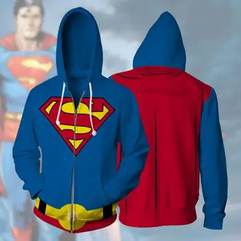 

2018 new Men Women Hooded Spiderm Superman 3D Printed Hoodies Tracksuit zipper hoody hooded hip hop tops Zip hoodie
