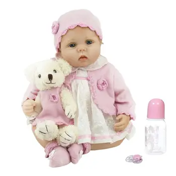 

55cm 55cm Reborn Doll Realistic Soft Silicone Vinyl Newborn Babies Toy Curly Girl Princess Bear Clothes Pacifier Lifelike Gift