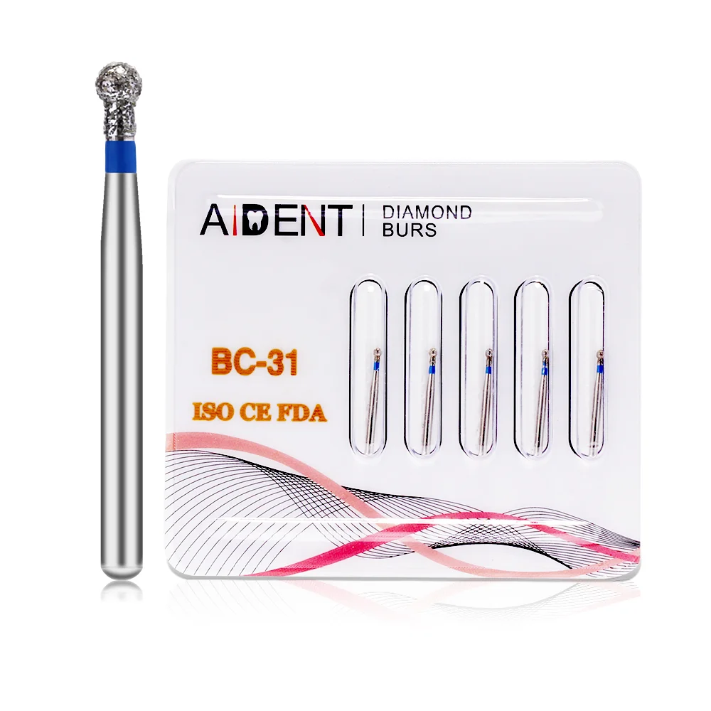 

BC31 FG 50pcs/10packs dental diamond Burs for High Speed Handpiece teeth polishing Ball convexity