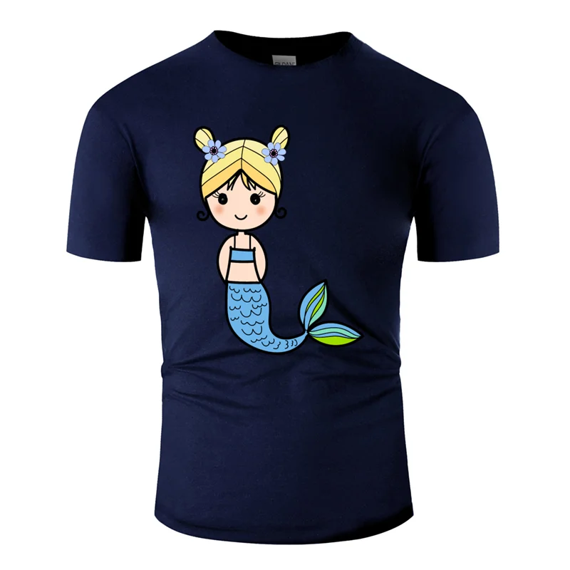 Графическая футболка с надписью «Better golden hair mermaid girl fish art», коллекция года, однотонная мужская футболка с коротким рукавом и изображением комиксов - Цвет: Men-Navy Blue