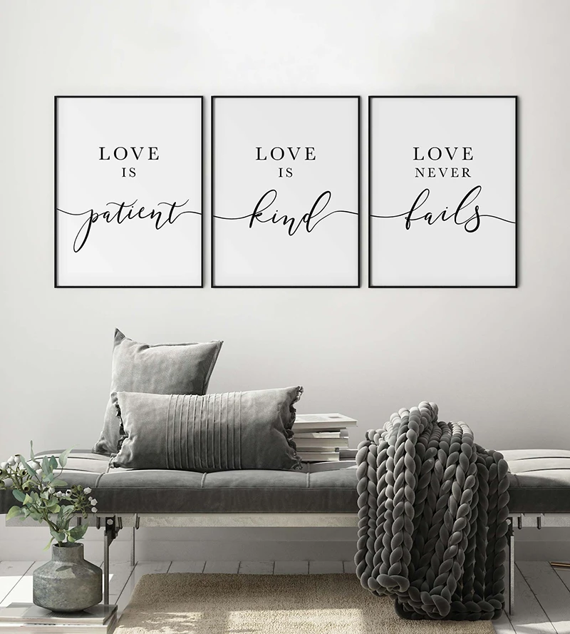Verset Biblique Art Mural 1 Corinthiens 13 Au Dessus Du Lit Decor Lot De 3 L Amour Est Patient L Amour Est Bon L Amour Ne Disparait Jamais Chris Aliexpress
