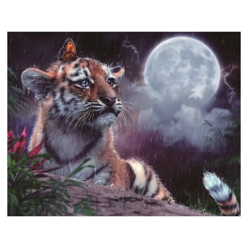 Roaring tiger 5D Round Diamond Painting Cross Stitch Diamond Embroidery kits NEW