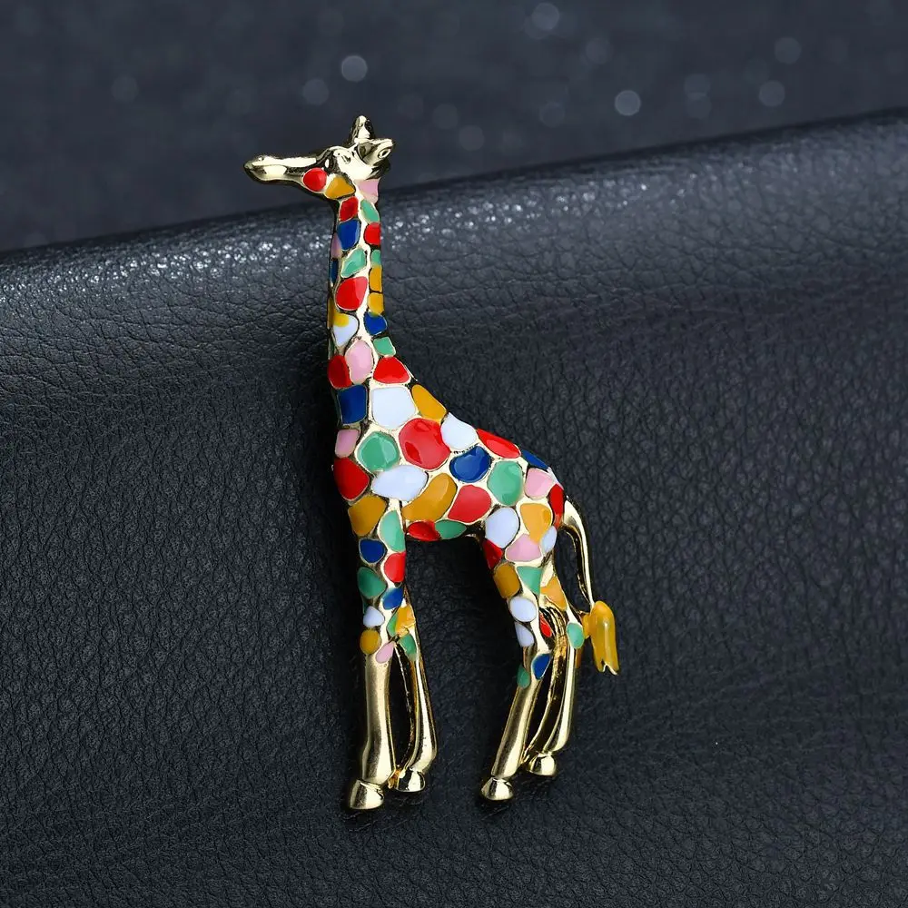 

Europe And America Fashion Creative Color Oil Drop Giraffe Brooch Exaggeration Men And Women Celebrity Style Brooch Corsage Scar