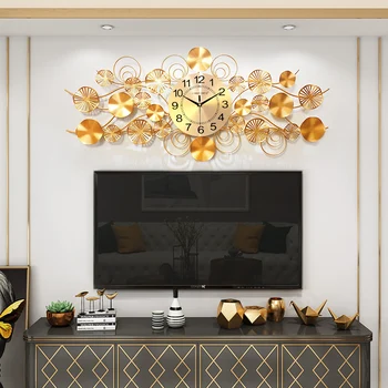 

Luxury Large Wall Clock Creative Metal Modern Design Living Room Art Silent Wall Clock Personality Reloj Pared Home Decor DA60WC