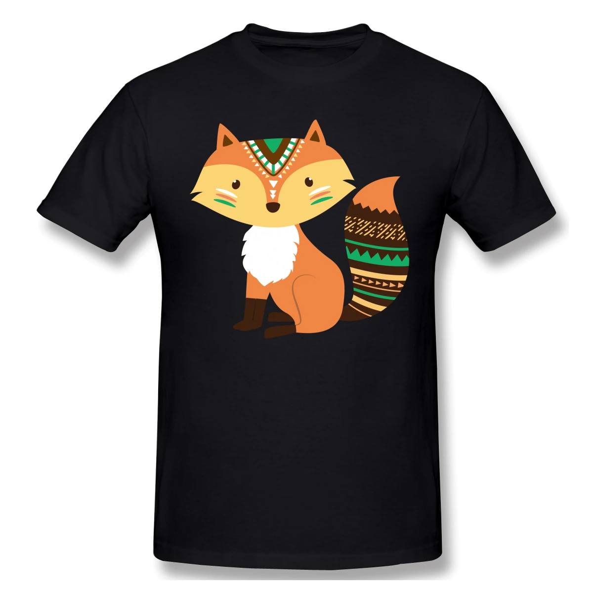2019 New Style Korean-style Men Colored Drawing Foxes Cotton Short-sleeved round Collar Large Size T-shirt | Мужская одежда