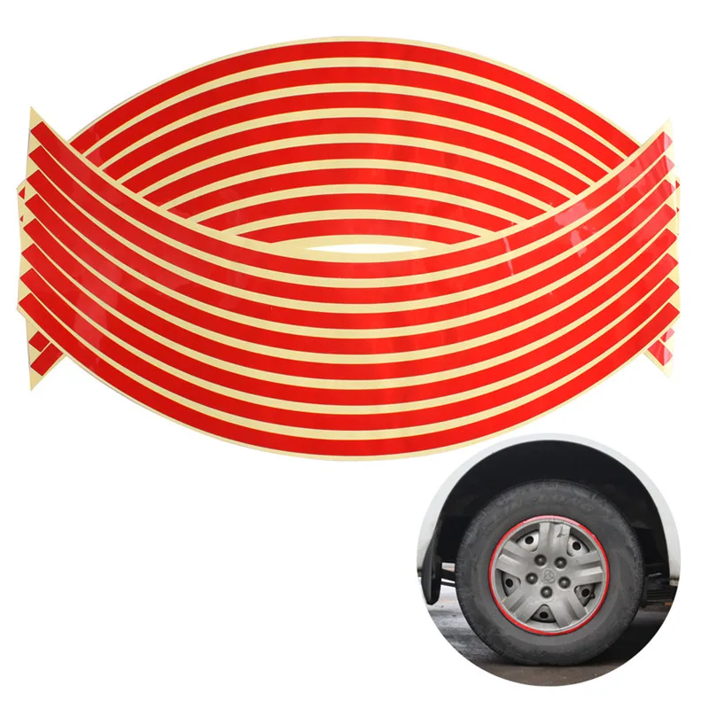 16Pcs 18inch Strips Waterproof Popular Motorcycle Car Rim Stripe Brand New High Quality Wheel Decal Tape Sticker Lots Reflective |