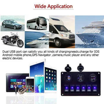 

Rocker Switch Panel Switch Panel Car Boat Circuit Dual Waterproof Blue LED