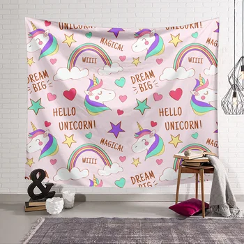 

Rainbow Unicorn Tapestry 3D Printing Tapestrying Rectangular Home Decor Wall Hanging 03