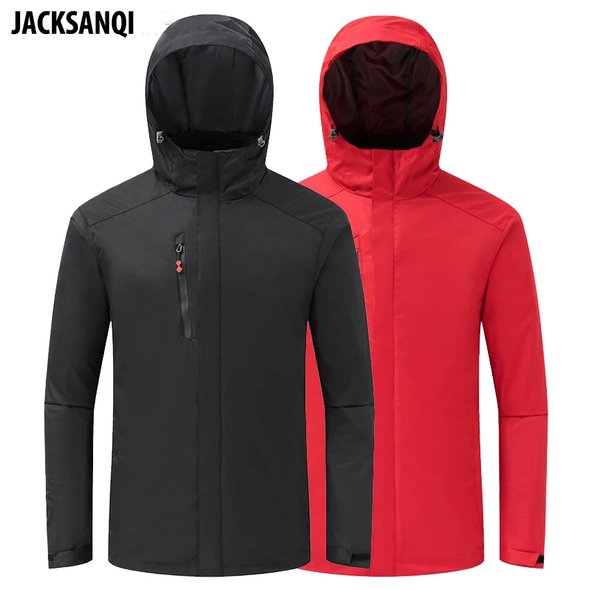 

JACKSANQ Winter Men's 2 Pieces Softshell Hiking Jackets Outdoor Sports Windbreakers Trekking Climbing Camping Hooded Coats RA334