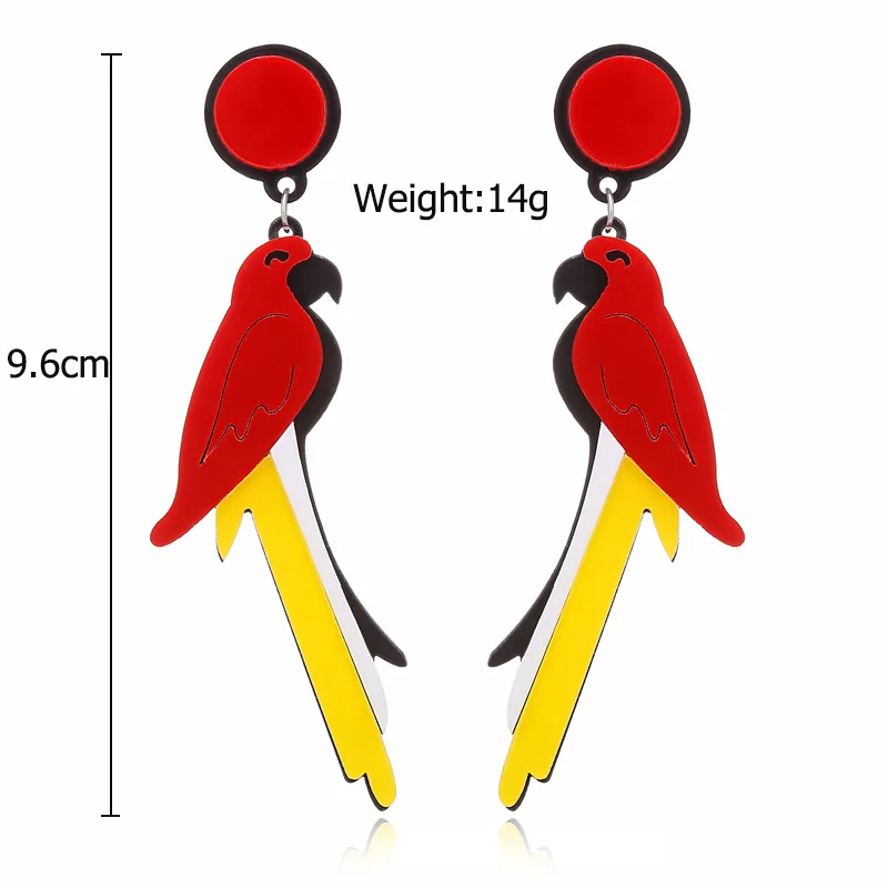 UAM, милые серьги в виде попугая, для ночного клуба, хип-хоп, панк, Преувеличенные, цветные акриловые серьги, животные, птица, Длинная подвеска, висячие серьги