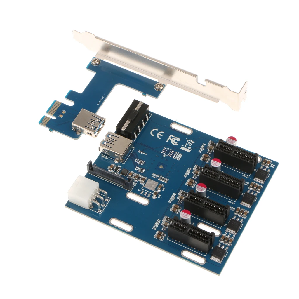 PCI-E 1X To 4 Slot PCI-e Switch Multiplier Expander HUB Expansion Riser Card