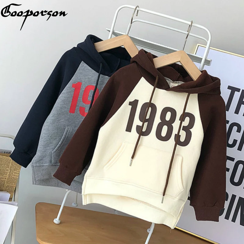 Весенняя Толстовка для девочек 1983 г., рубашка с капюшоном и длинными рукавами с принтом для детей, Футболки унисекс для мальчиков и девочек модная одежда