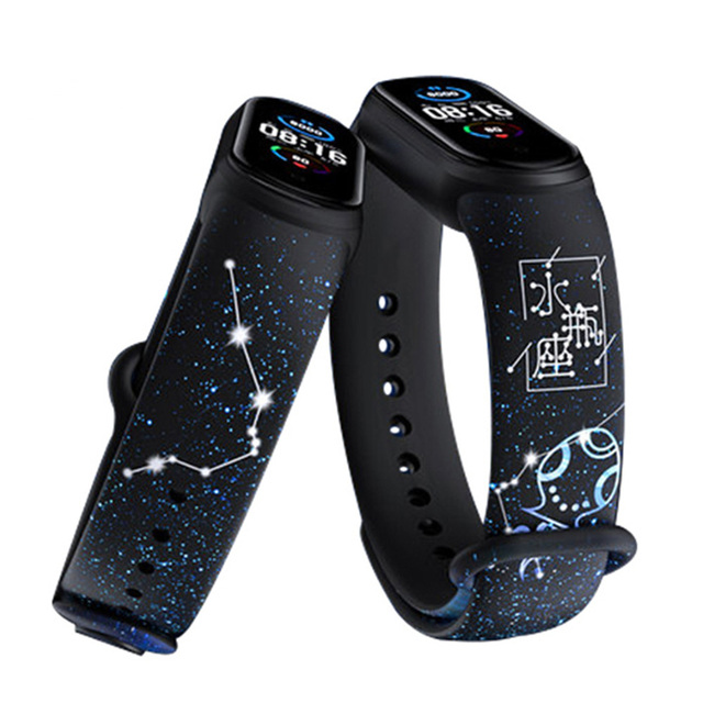 Starry Printed Strap for Xiaomi Mi Band 6 5 4 3 NFC Sport Wristband Silicone Bracelet Mi Watch Replacement Belt