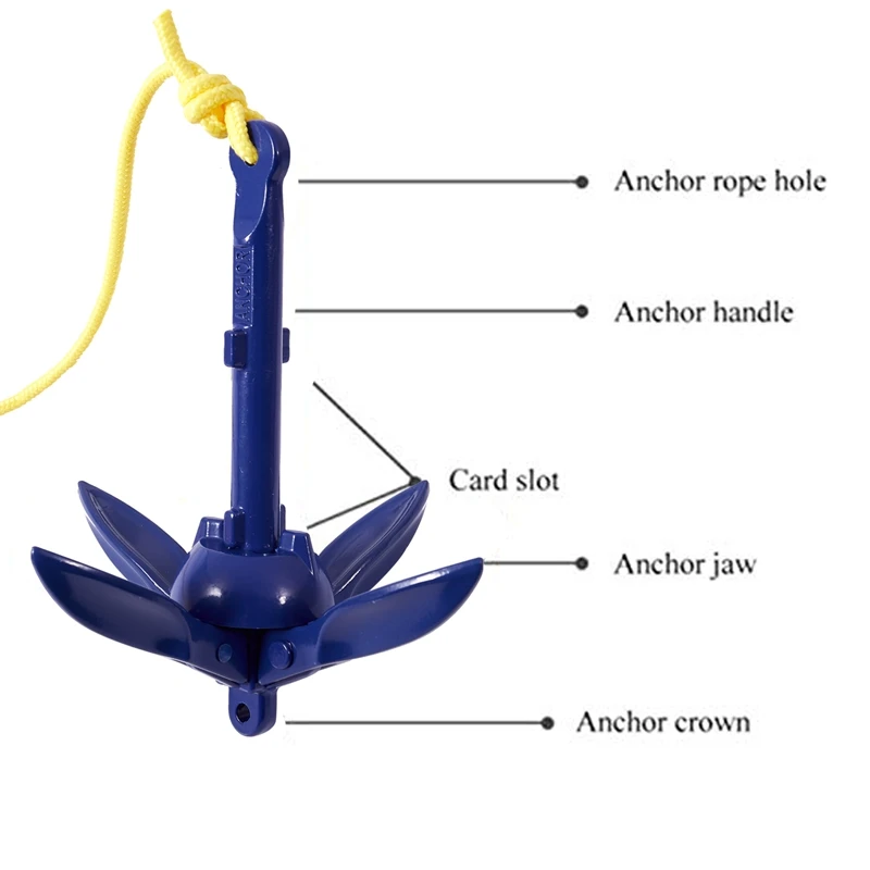 4-tine Rowing Boats Folding Anchor Small Boat Anchor Marine Rope Kit for Kayak Canoe Boat Marine Sailboat Watercraft Fishing Acc
