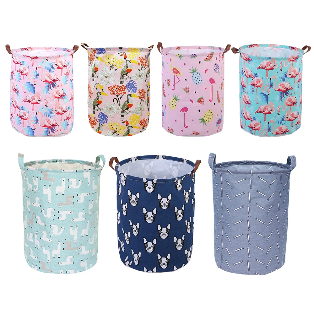 40x50cm Folding Laundry Basket Round Storage Bin Bag Large Hamper Collapsible Clothes Toy Holder Bucket Organizer Large Capacity