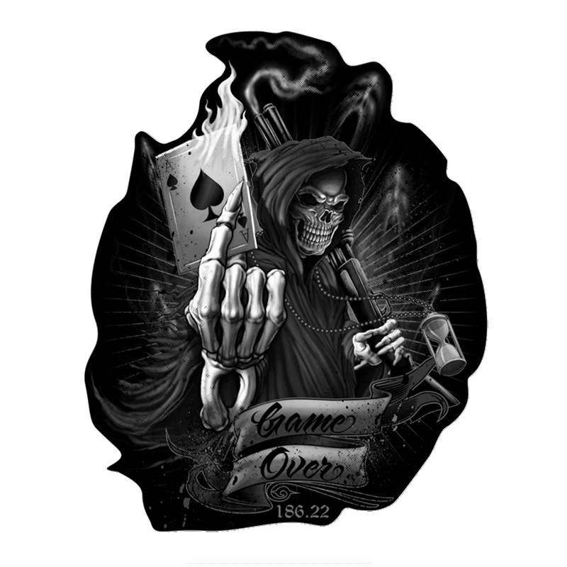 Dawasaru Game Over Skull Spades A Playing Cards Car Sticker Waterproof Decal Laptop Motorcycle Auto Accessories PVC 16cm*13cm | Автомобили
