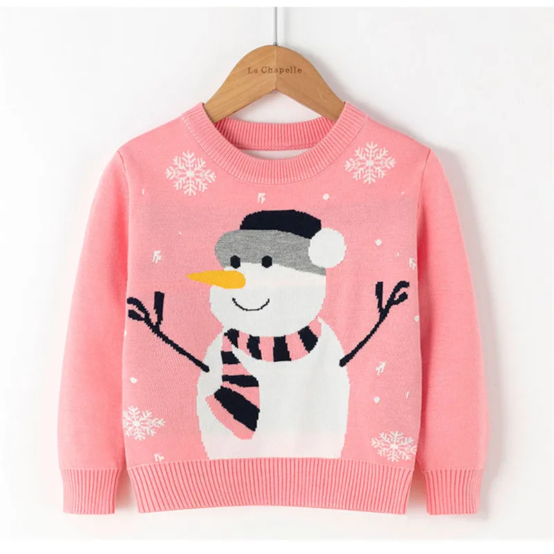 

Winter Children Sweater Cartoon Snowman Christmas Clothes for Kids Girls Pullover Sweashirt Bottoming Autumn Clothing
