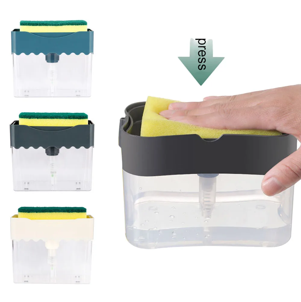 Soap Pump Dispenser with Sponge Holder Cleaning Liquid Dispenser