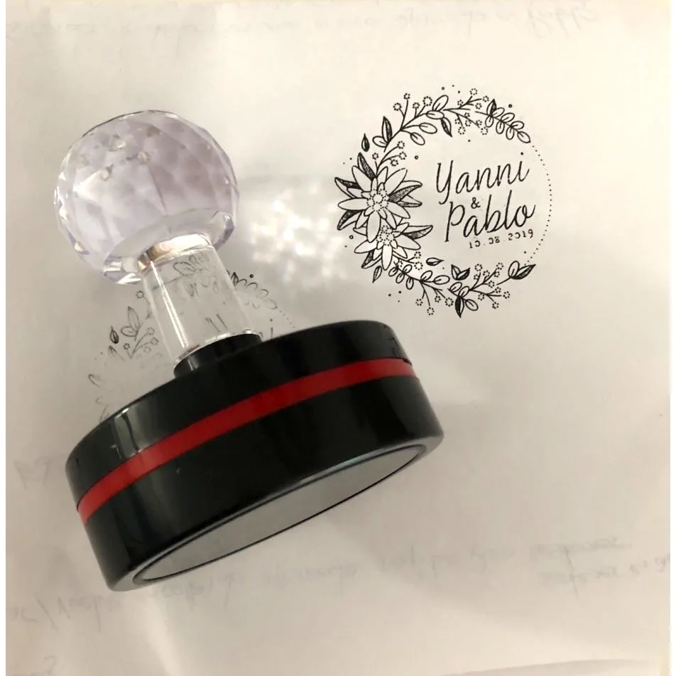  40mm Round Personalized Stamp 18 styles option Self Inking Custom Wedding Stamp With Personal Name  - 4.00015E+12