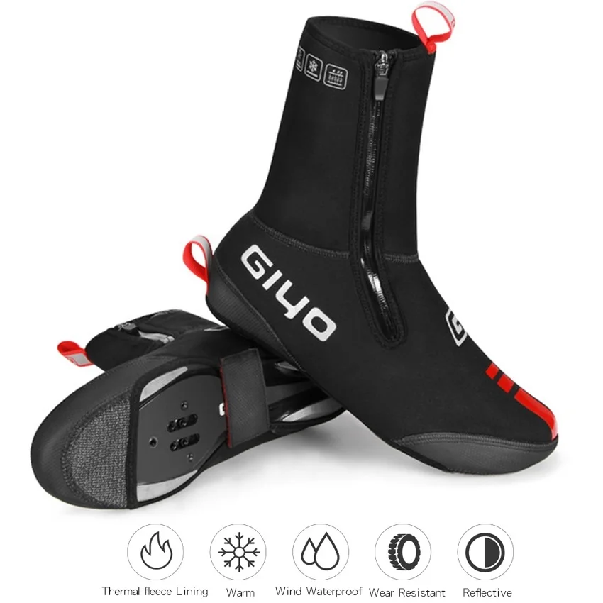 

Windproof MTB Road Lock Shoes Cover Reflective Cycling Shoes Cover Fleece Thermal Warm Winter Bicycle Overshoes Cover Protector