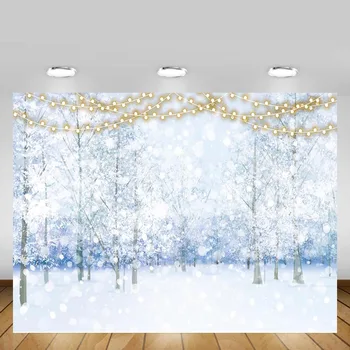 

Mehofond Winter Forest Photo Backdrop Snow Bokeh Dots Glitter Light Baby Portrait Decor Photography Background Studio Photocall