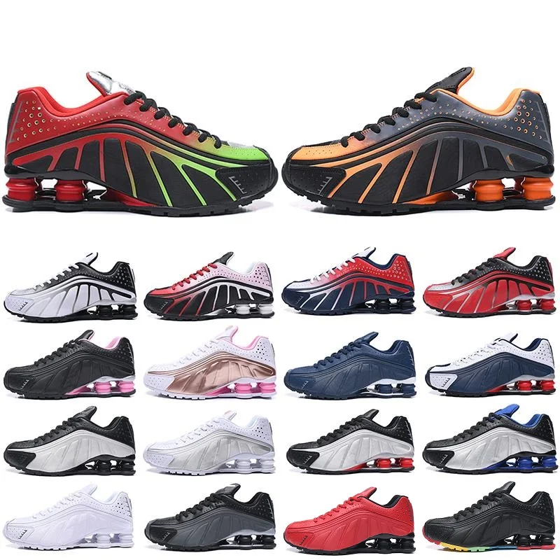 

New Arrival Shox R4 Casual Shoes Women Men Dynamic Yellow Black Metallic OG Racer Blue Challenge Red Trainers Designer Sneakers