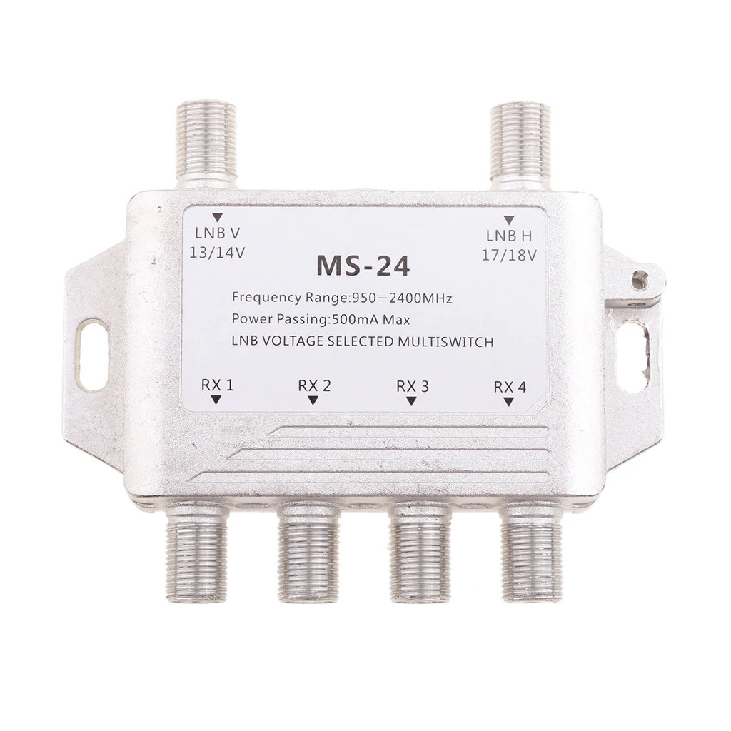 DTV 2X4 Multiswitch LNB Voltage Selected 2-In/4-Out Satellite Multiswitch Connecting 2 Satellite TV Signals Simultaneously
