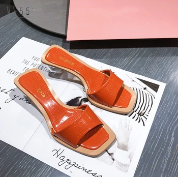 

Women Shoes Clear Crystal Ball Decor Heel Vocation Beach Slippers Clip On Lazy Mules Simple Sandas Summer Shoes Slides