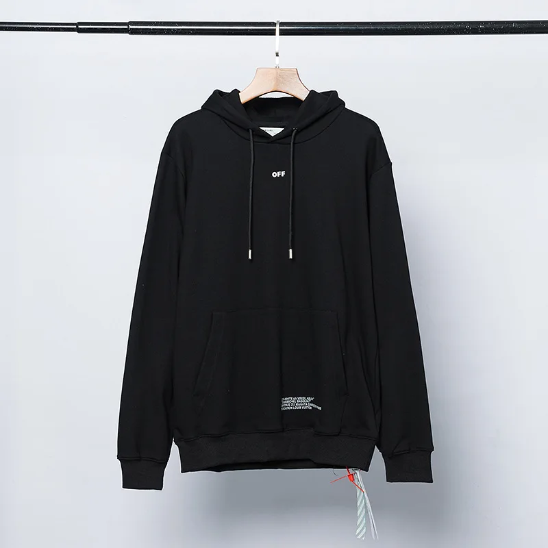 Off-white осень зима светоотражающий пуловер с капюшоном длинный рукав толстовка