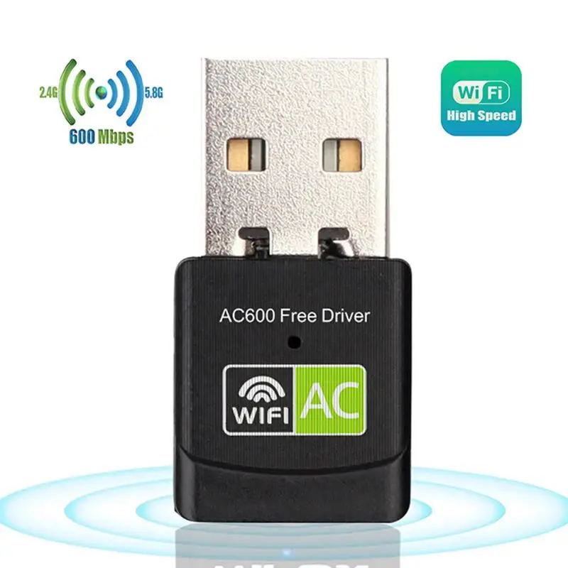 USB WiFi адаптер AC600 Мбит/с двухдиапазонный 2,4/5 ГГц беспроводной USB WiFi ключ для ноутбука/ПК/рабочего стола