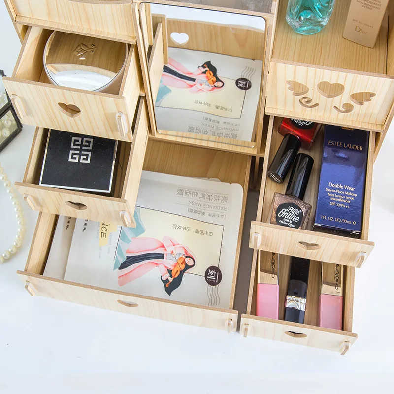 Drawer type desktop dresser bedroom dresser with mirror dresser skin care products makeup jewelry receiving box