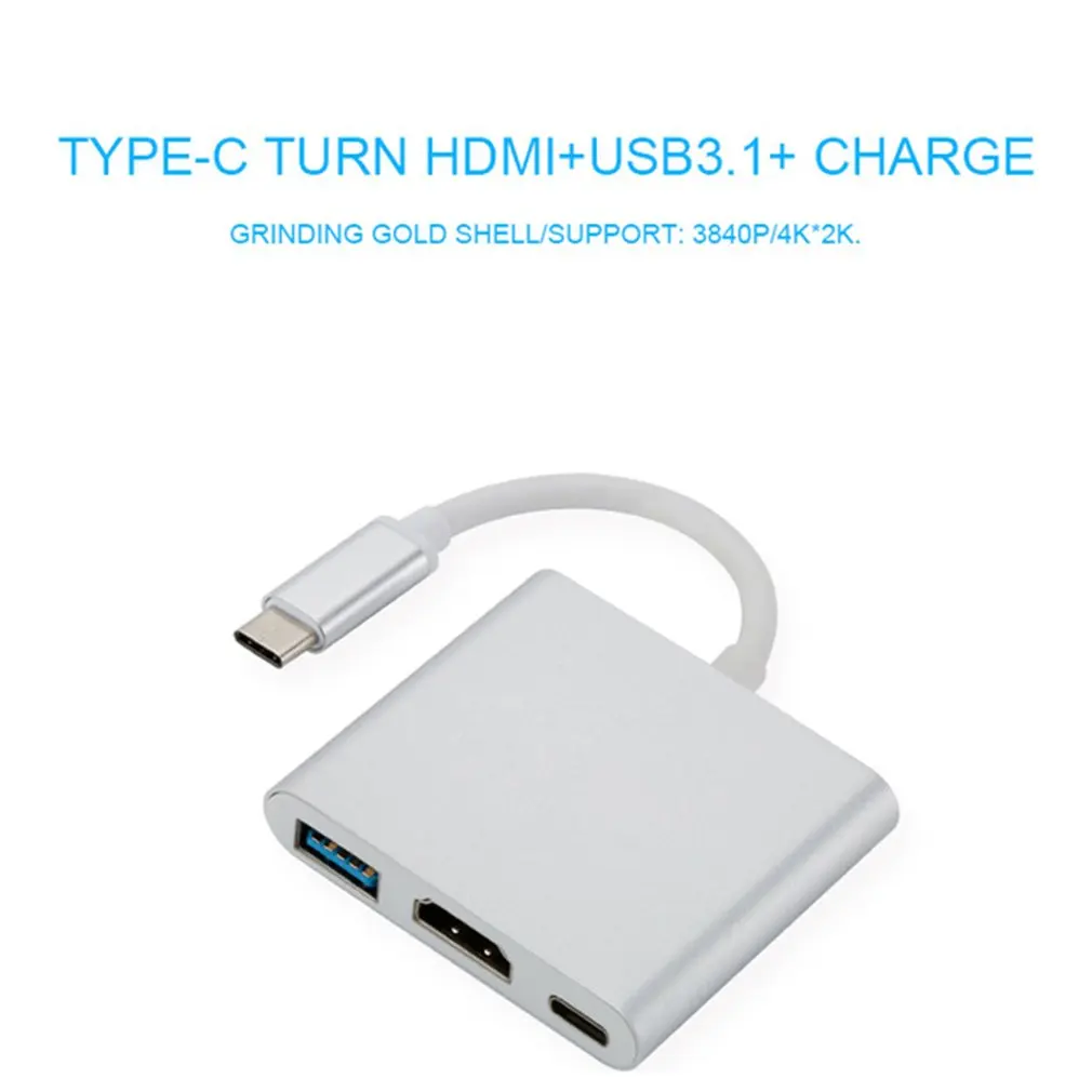 3 в 1 USB-C к HDMI кабель конвертер для Apple Macbook USB 3,1 Thunderbolt 3 type C переключатель к HDMI 4K концентратор адаптер кабель 1080P