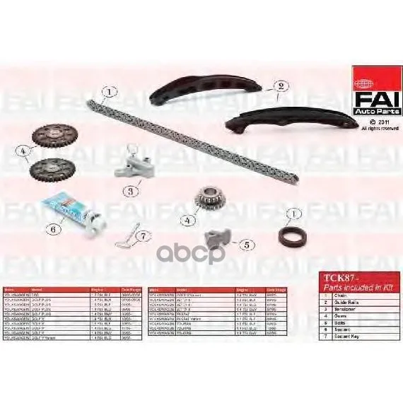 Комплект Цепи Грм Vw Golf V(1k1) 1.4 Fsi 10/03-(Bln) FAI арт. TCK87