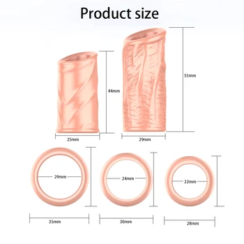 5PCS Foreskin Correction Penis Sleeve Two Sizes Delay Ejaculation Screw Shape Penis Ring Cock Ring