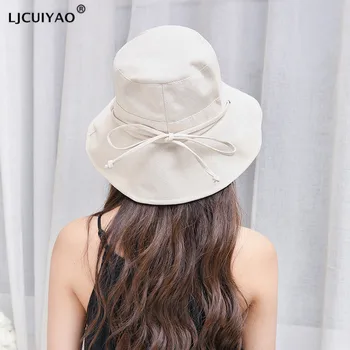 

LJCUIYAO Fishing Hats Bucket Hat Women Solid Summer Spring Autumn Cap Men Women Cap For Beach Foldable Knitted Fisherman Hats