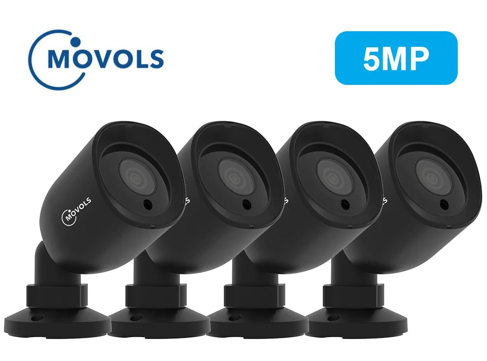 Movols 4 шт. пуля 5MP видео Водонепроницаемый Крытый/Открытый ИК ночного видения камера с 60ft CCTV BNC и DCplug кабель для DVR системы