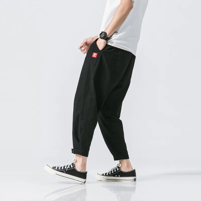 

Luoye luo ye Japanese-style Men's 3D Cutting Cotton Linen Capri Pants Men's Retro National Trends Skinny 9 Pants P506