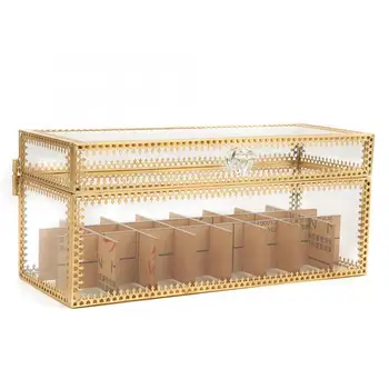 

Copper Box Bar Gold Edge Flip Cover Type Lipstick Cosmetics Storage Box Container Organizer 23x9x10cm