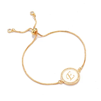 

Shell Zircon 26 Alphabet Letter Charm Bracelet Femme Copper A-Z Initial Chain name Bracelets for Women Jewelry Adjustable